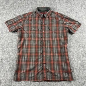 Kuhl Shirt Mens Small Brown Red‎ Plaid Short Sleeve Button Front Outdoor Hiking